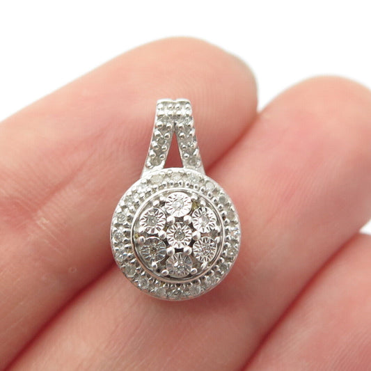 925 Sterling Silver SUN Real White Diamond Pendant