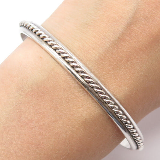 925 Sterling Silver Vintage Twisted Adjustable Cuff Bracelet 7-8"