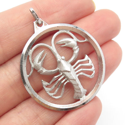 925 Sterling Silver Vintage Cancer Zodiac Sign Pendant