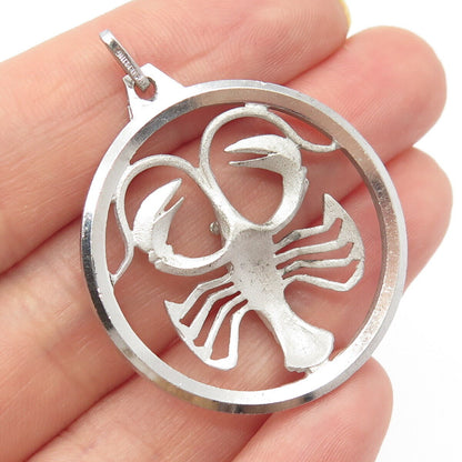 925 Sterling Silver Vintage Cancer Zodiac Sign Pendant