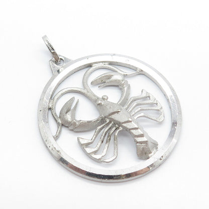 925 Sterling Silver Vintage Cancer Zodiac Sign Pendant