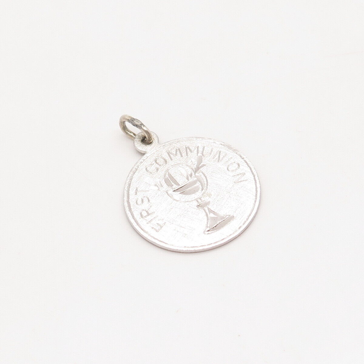 925 Sterling Silver Vintage “First Communion” Round Pendant