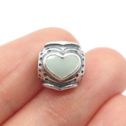 925 Sterling Silver Pandora Enamel Heart Bead Charm