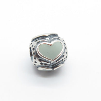 925 Sterling Silver Pandora Enamel Heart Bead Charm