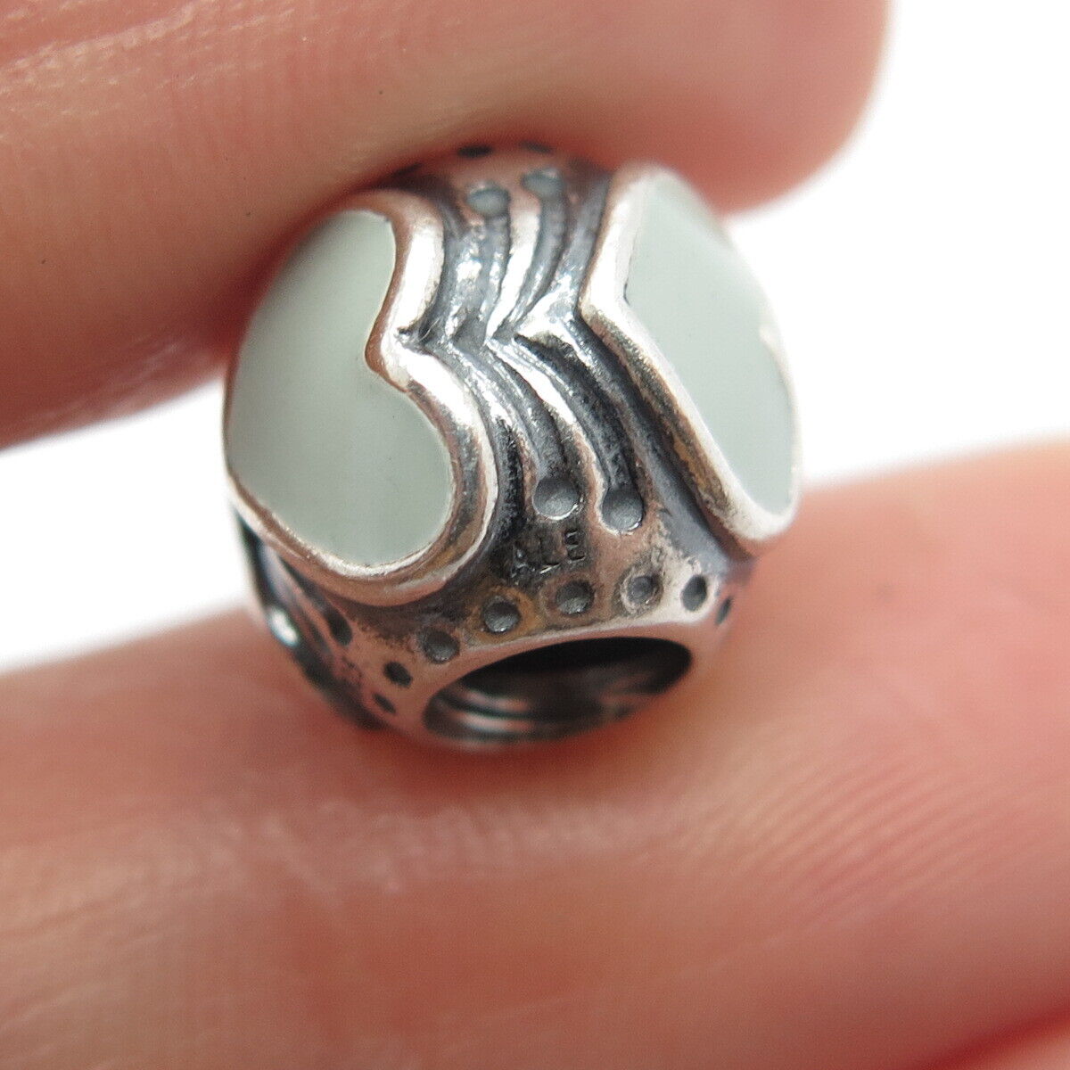 925 Sterling Silver Pandora Enamel Heart Bead Charm