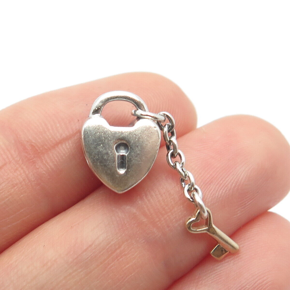 925 Sterling Silver / Gold Pandora Heart & Key Bead Charm