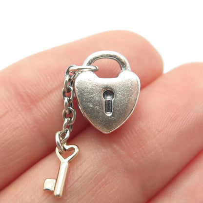 925 Sterling Silver / Gold Pandora Heart & Key Bead Charm