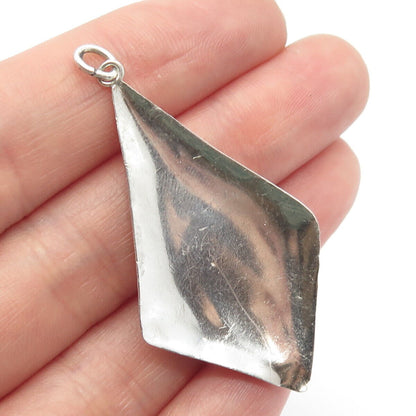 925 Sterling Silver Vintage Real Onyx Gem Rhombus Pendant