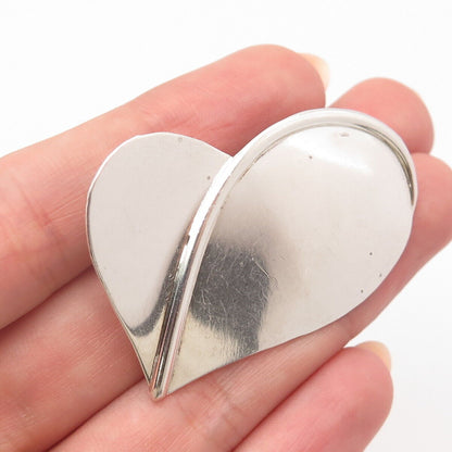 925 Sterling Silver Vintage Abstract Heart Slide Pendant