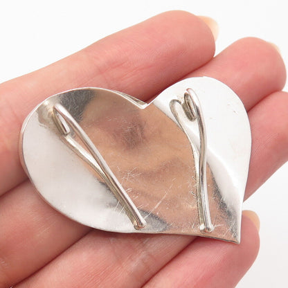 925 Sterling Silver Vintage Abstract Heart Slide Pendant