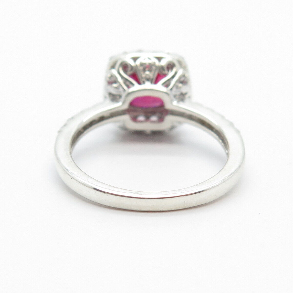 925 Sterling Silver Lab Created Pink & White Sapphire Square Ring Size 7.25