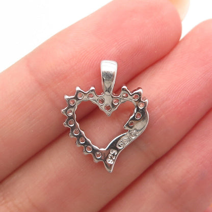 925 Sterling Silver C Z Open Heart Pendant