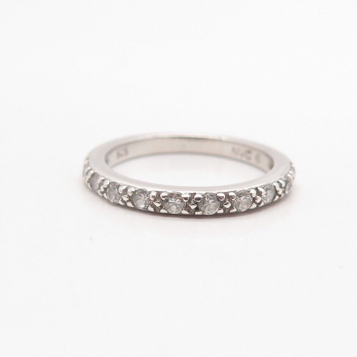 925 Sterling Silver Round-Cut C Z Band Ring Size 6