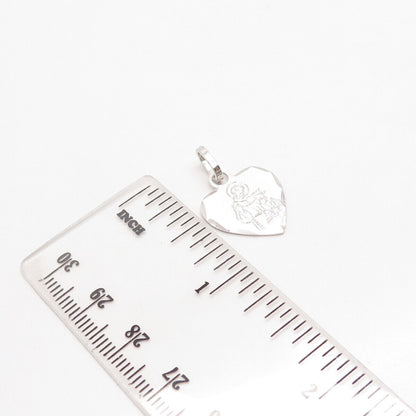 800 Silver Vintage Religious Theme Heart Charm Pendant