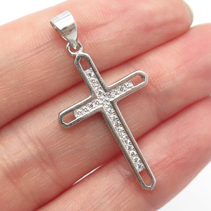 925 Sterling Silver C Z Religious Cross Pendant