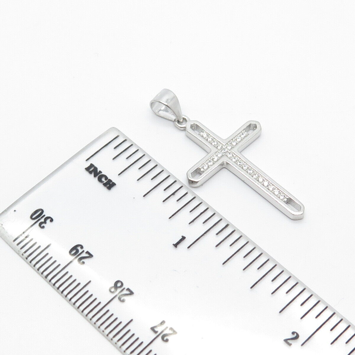 925 Sterling Silver C Z Religious Cross Pendant