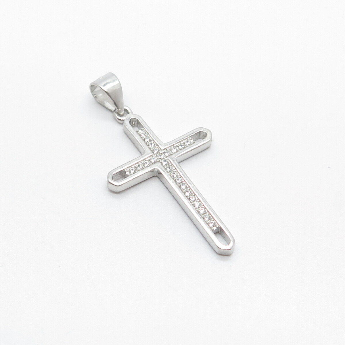 925 Sterling Silver C Z Religious Cross Pendant