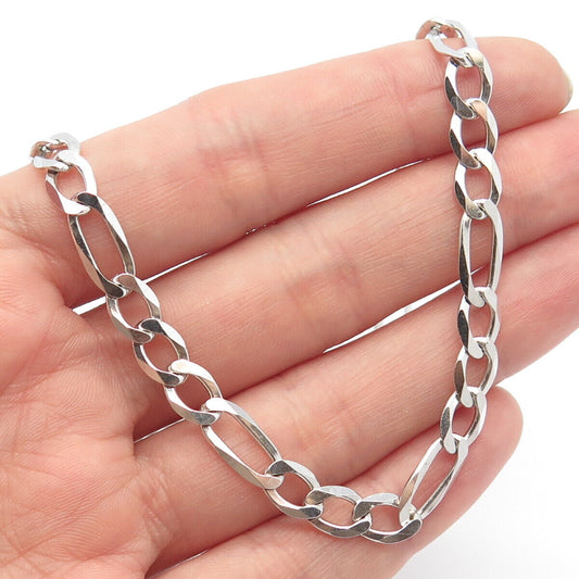 925 Sterling Silver Italy P. Lux Figaro Chain Necklace 22"
