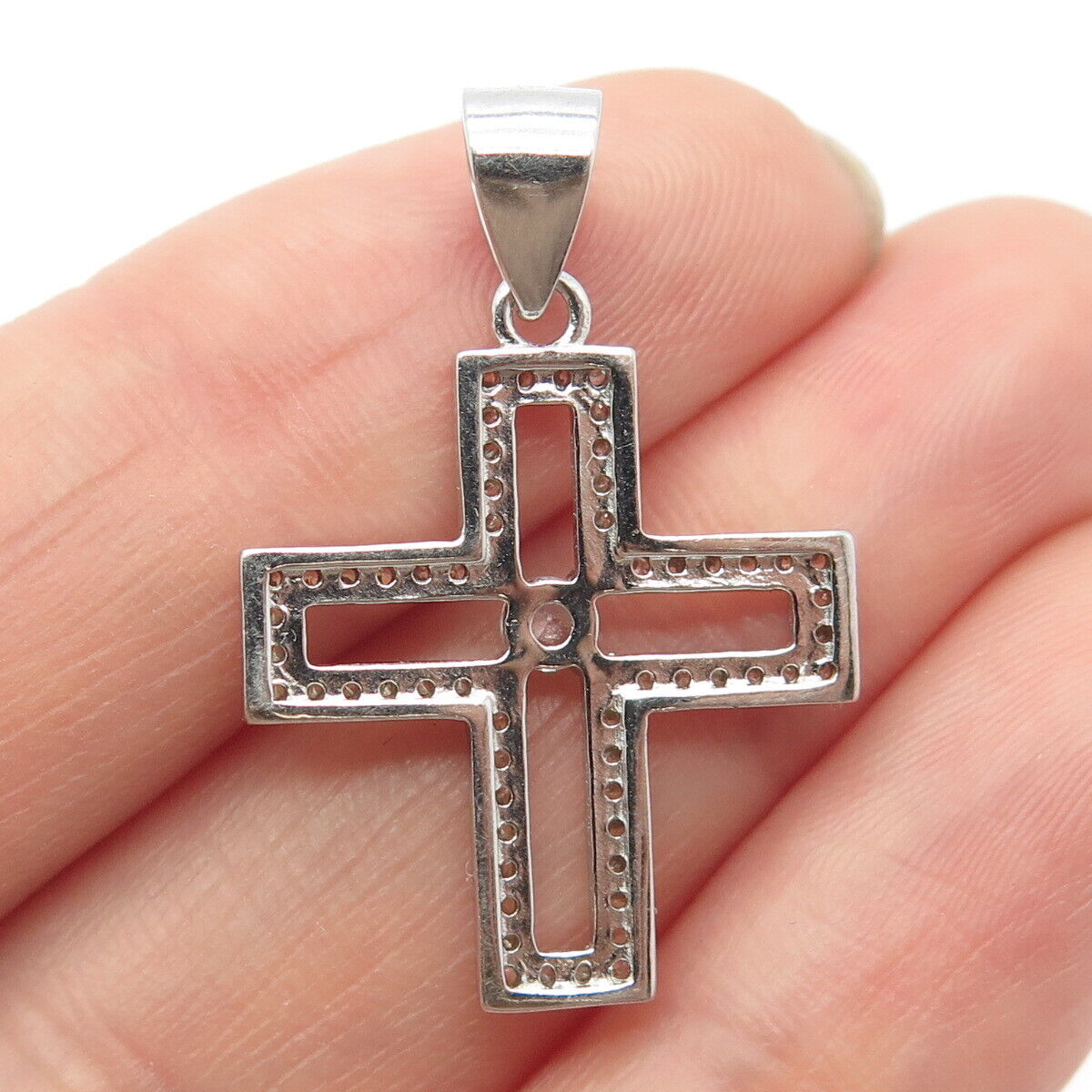 925 Sterling Silver C Z Religious Cross Pendant