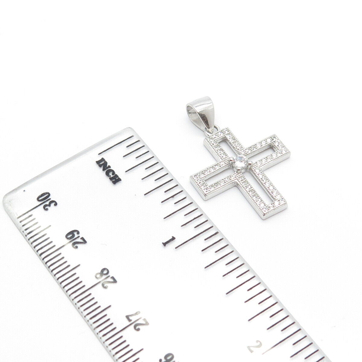 925 Sterling Silver C Z Religious Cross Pendant