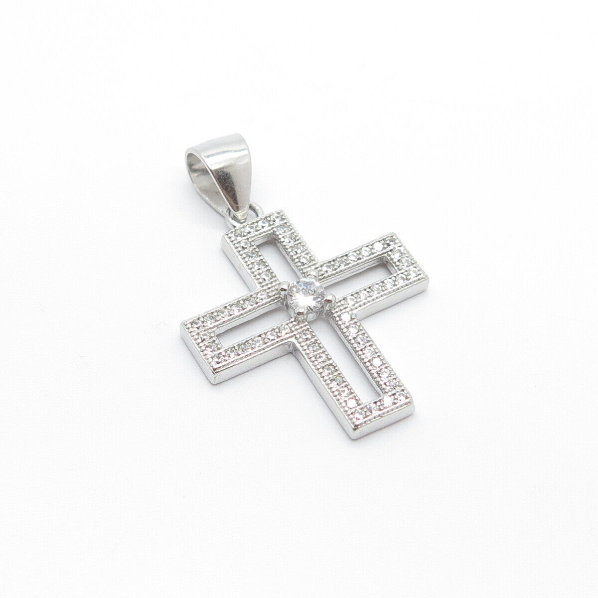 925 Sterling Silver C Z Religious Cross Pendant