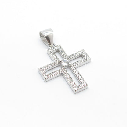 925 Sterling Silver C Z Religious Cross Pendant