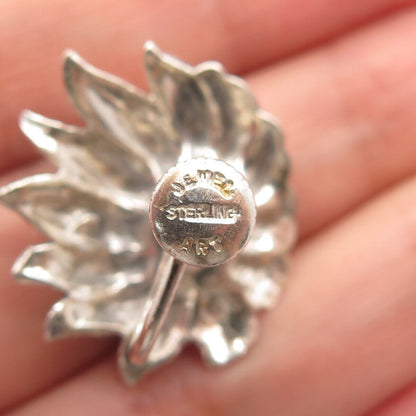 925 Sterling Silver Vintage Jewelart Sunflower Screw Back Earrings