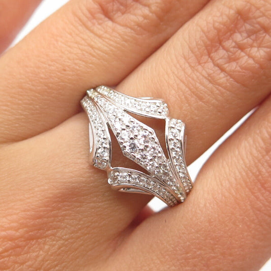 925 Sterling Silver Pave C Z Ring Size 7.25