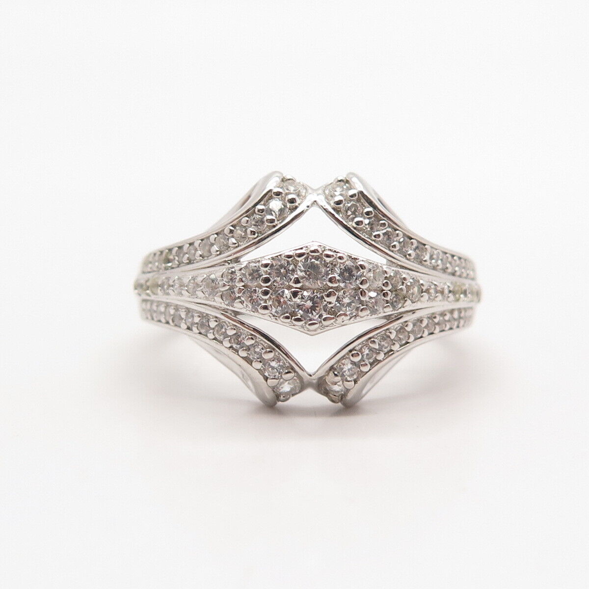 925 Sterling Silver Pave C Z Ring Size 7.25