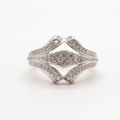 925 Sterling Silver Pave C Z Ring Size 7.25