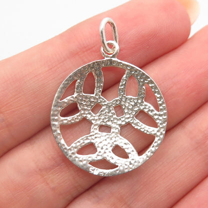 925 Sterling Silver Vintage Triquetra Celtic Round Pendant