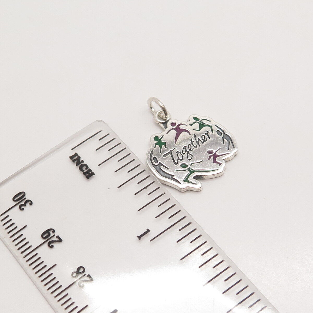 925 Sterling Silver Vintage Enamel ABWA "Together" Charm Pendant #30