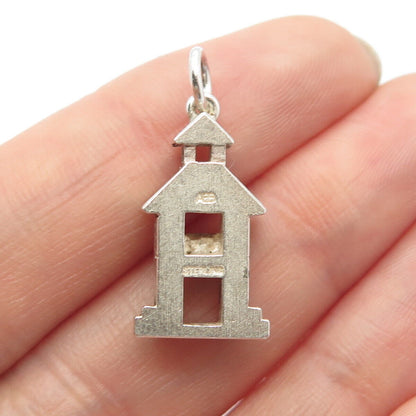 925 Sterling Silver Vintage A. E. B. Arts & Crafts House Pendant