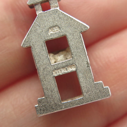 925 Sterling Silver Vintage A. E. B. Arts & Crafts House Pendant