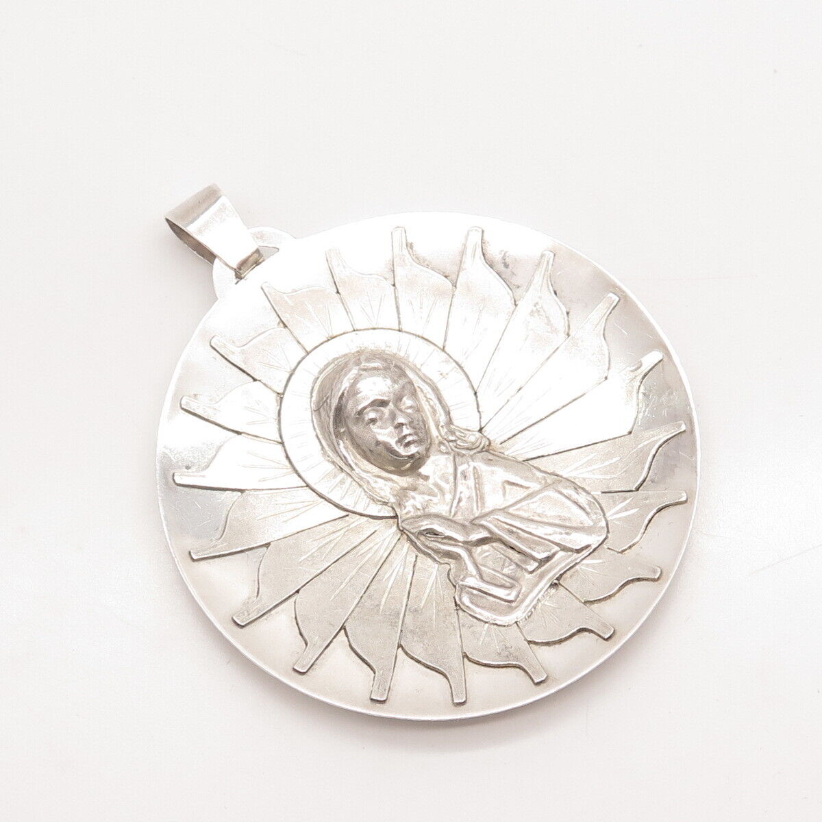 925 Sterling Silver Vintage Religious Theme Pendant