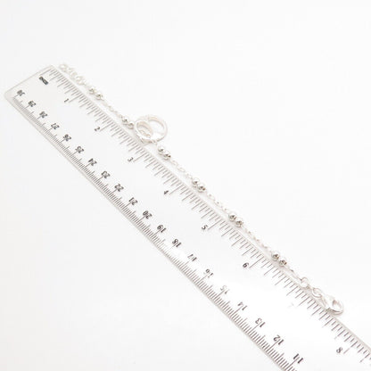925 Sterling Silver Italy Station Bead & Cable Link Bracelet 7.25"