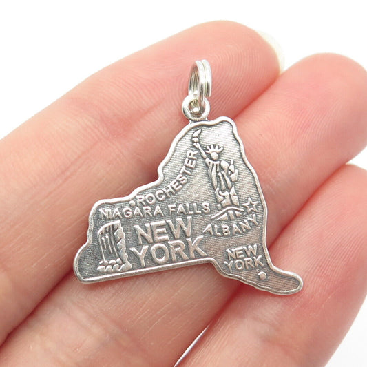 925 Sterling Silver Vintage Sunwest “New York” Map Pendant