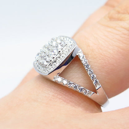 925 Sterling Silver Pave C Z Ring Size 5