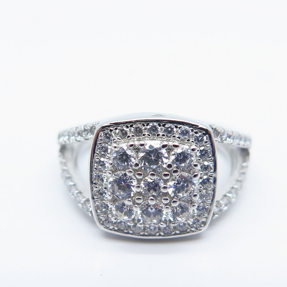 925 Sterling Silver Pave C Z Ring Size 5