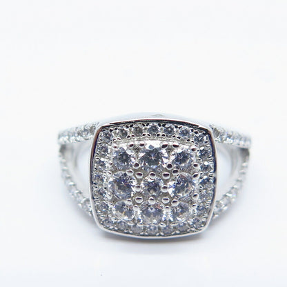925 Sterling Silver Pave C Z Ring Size 5
