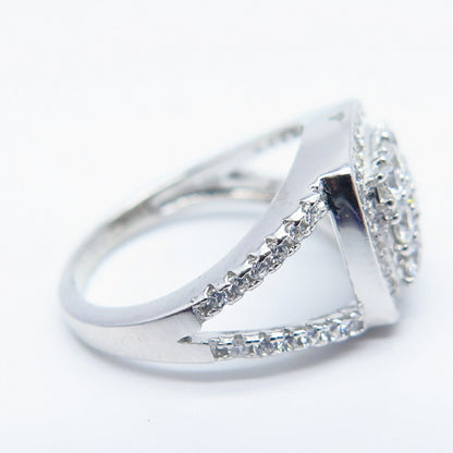 925 Sterling Silver Pave C Z Ring Size 5