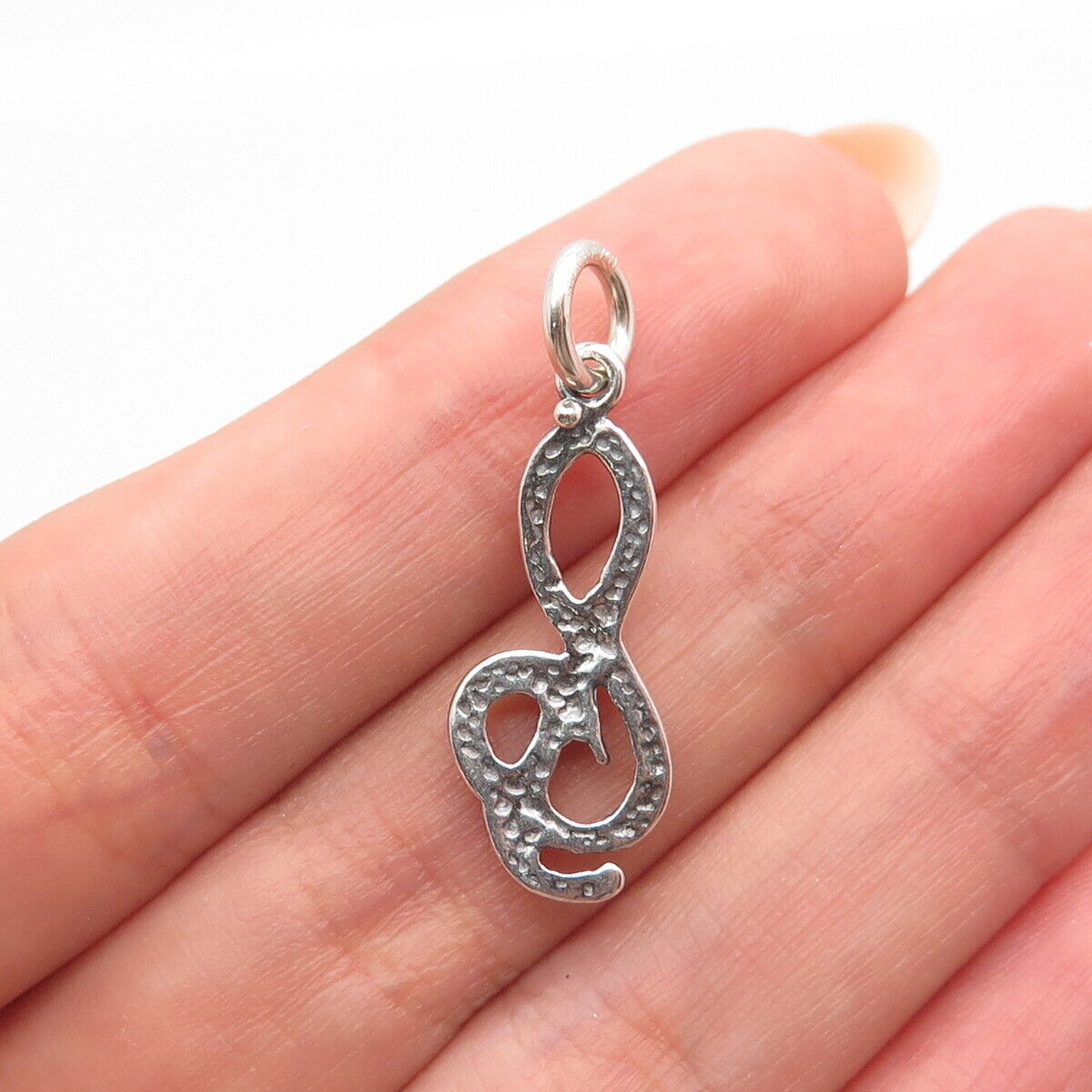 925 Sterling Silver Vintage Treble Clef Music Charm Pendant