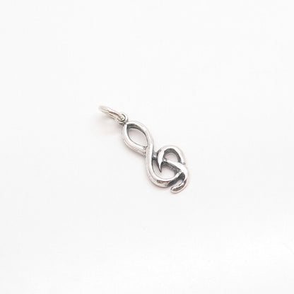 925 Sterling Silver Vintage Treble Clef Music Charm Pendant