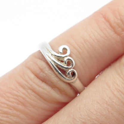 925 Sterling Silver Vintage Swirl Adjustable Toe Ring Size 3