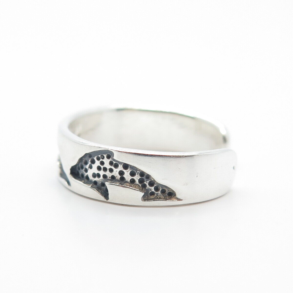 925 Sterling Silver Vintage Dolphin Adjustable Toe Ring Size 5