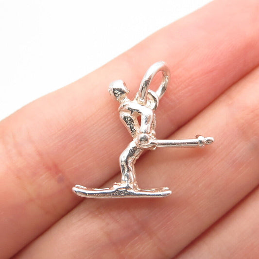 925 Sterling Silver Vintage Mexico Skier Charm Pendant