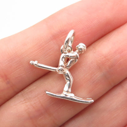 925 Sterling Silver Vintage Mexico Skier Charm Pendant