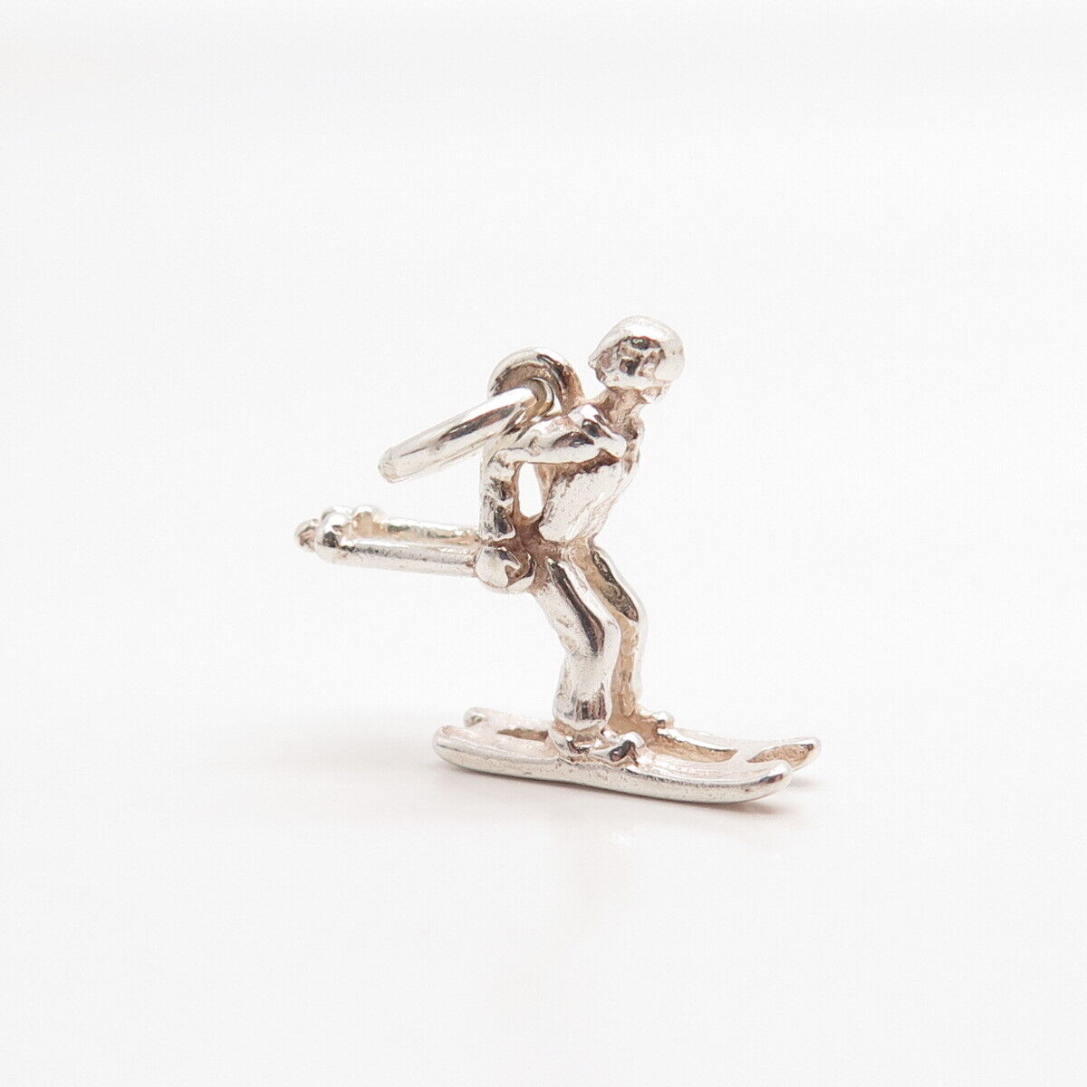 925 Sterling Silver Vintage Mexico Skier Charm Pendant