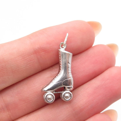 925 Sterling Silver Vintage Roller Skate Charm Pendant