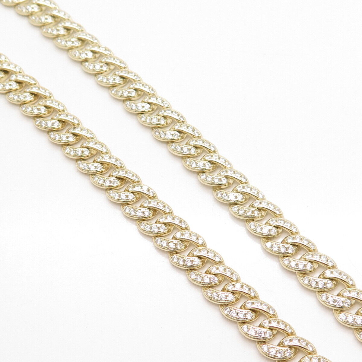 925 Sterling Silver Gold Plated C Z Cuban Chain Necklace 16"